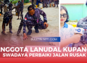 Anggota Lanudal Kupang Perbaiki Jalan 290 Meter di Penfui Timur, Hadirkan Inovasi Fly Ash PLTU