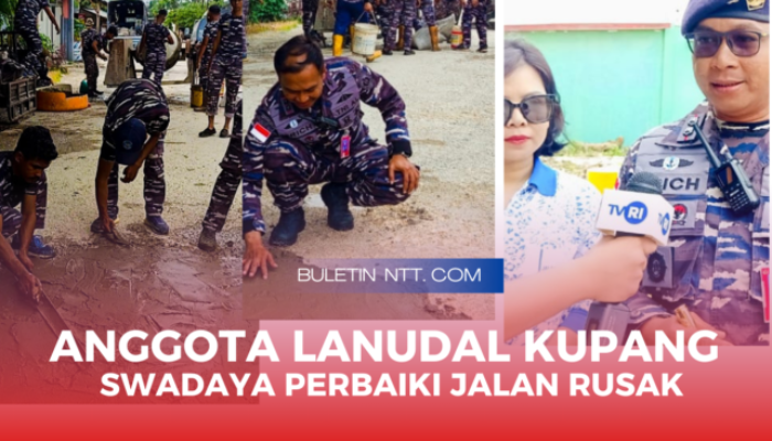 Anggota Lanudal Kupang Perbaiki Jalan 290 Meter di Penfui Timur, Hadirkan Inovasi Fly Ash PLTU