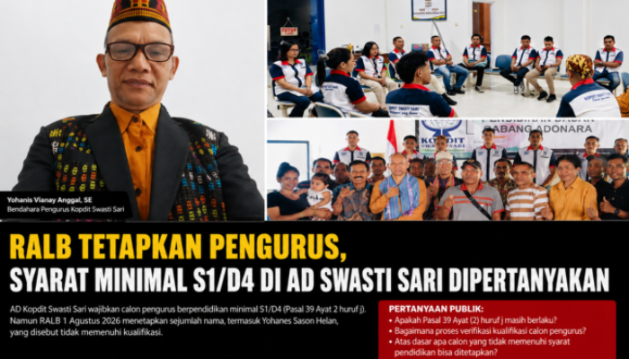 RALB Tetapkan Pengurus, Syarat Minimal S1/D4 di AD Swasti Sari Dipertanyakan
